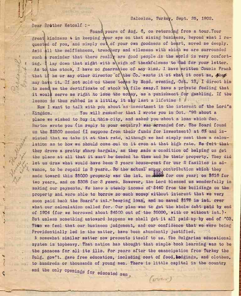 Letter - 25 September 1902